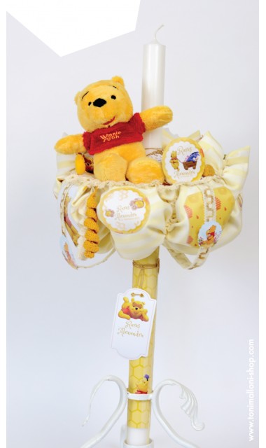 Lumanare de botez pentru baieti cu Winnie the Pooh, 65x4 cm, Honey  6